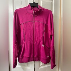 FILA performance spirt zippered jacket. Cotton, polyester, spandex. Hot pink.